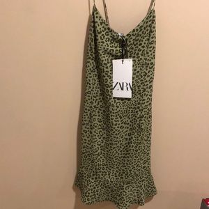 Zara Green Leopard Print Dress